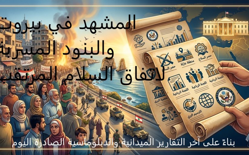 المشهد في بيروت والبنود المسربة لاتفاق السلام المرتقب، بناءً على آخر التقارير الميدانية والدبلوماسية الصادرة اليوم
