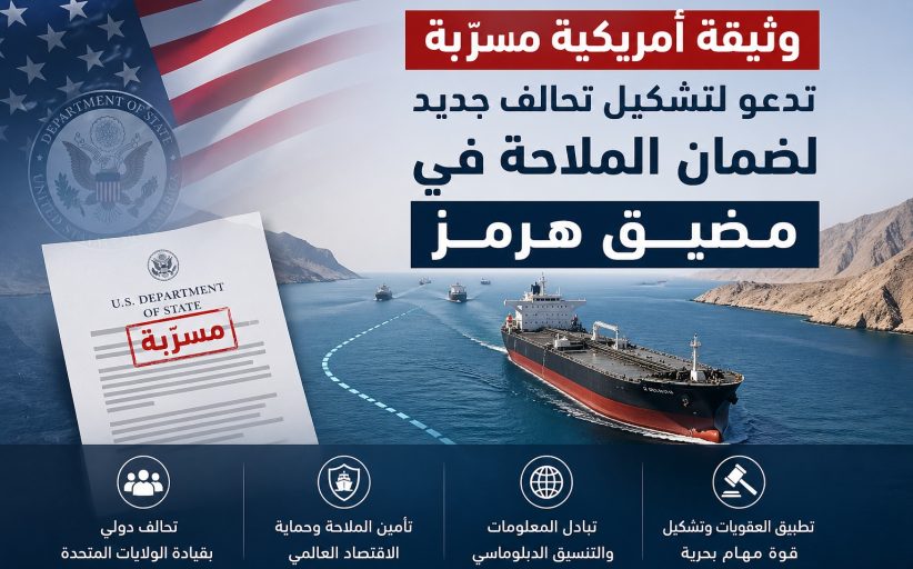 وثيقة أمريكية مسرّبة تدعو لتشكيل تحالف جديد لضمان الملاحة في مضيق هرمز