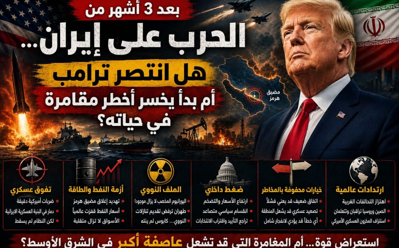 بعد ٣ أشهر من الحرب على إيران… هل انتصر ترامب أم بدأ يخسر أخطر مقامرة في حياته؟