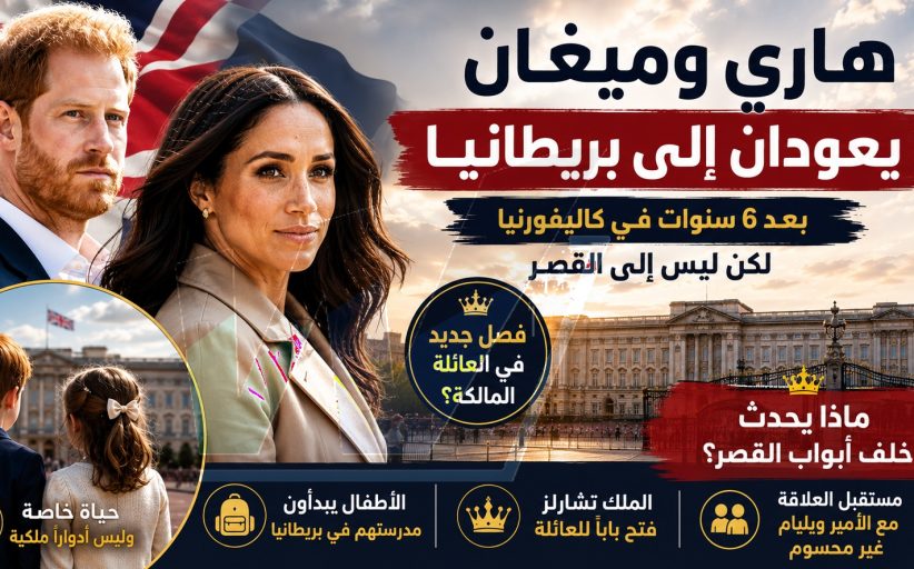 هاري وميغان يعودان إلى بريطانيا... لكن ماذا يحدث خلف أبواب القصر؟