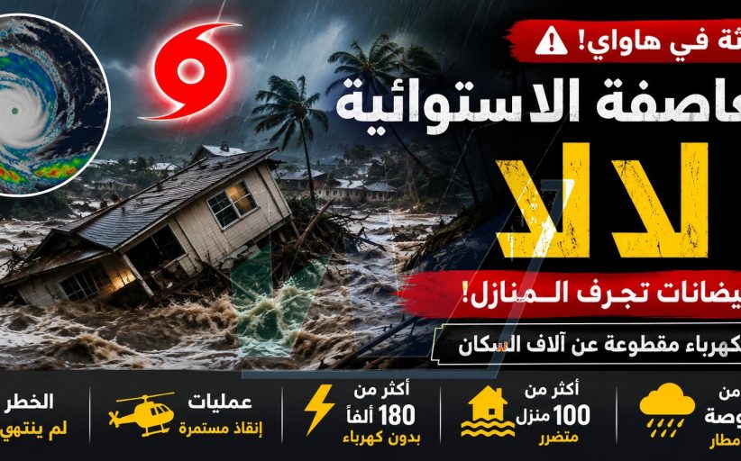 العاصفة الاستوائية «لالا» تضرب هاواي: فيضانات تجرف المنازل وآلاف السكان بلا كهرباء